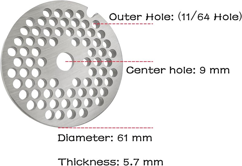 OUSTUE #8 Stainless Steel Meat Grinder Plate Discs Blades Compatible with Meat Grinders,Cutting Disks Heavy Duty (11/64 Hole Plate) - Image 2