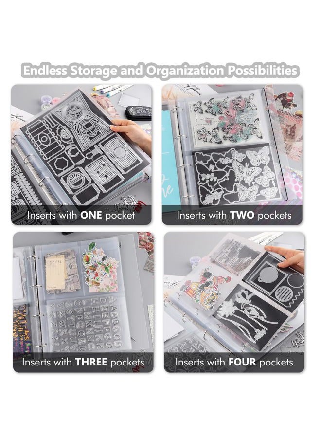CYFUN DESIGN 10 Sheet Binder Pockets Inserts with One pockets A4 Size 4 Hole Binder Folder for Dies and Stamps Storage,Waterproof PVC Clear Bags Protectors for Cutting Dies Stencil Album Stamp Crafts Storage - Image 5