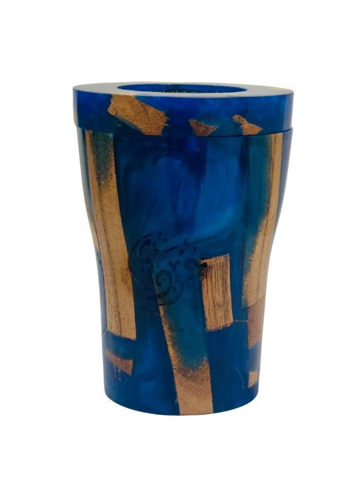 أودي مبخرة عود فاخرة من الخشب والراتنج بدون كهرباء – لون أزرق – حامل بخور محمول يدوي الصنع بتصميم أزرق أنيق للاستخدام في المنزل، المكتب، رمضان، وللهدايا - Image 1