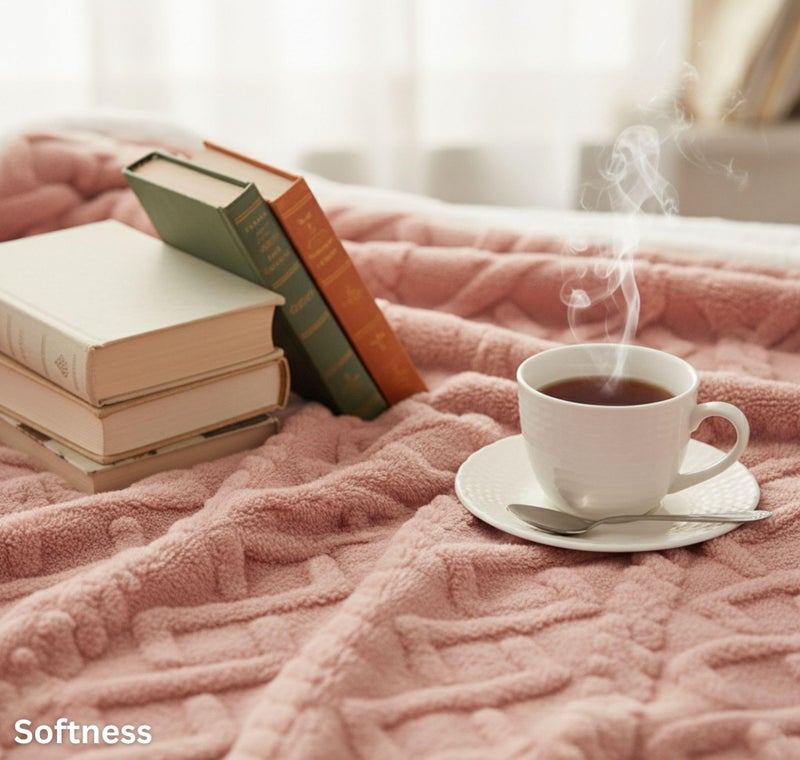 VAS COLLECTIONS Flannel with Sherpa Luxurious Super Soft Fluffy Cozy Fuzzy Warm Reversible Single Bed Blanket for Heavy Winter 500GSM Blanket/Quilt Rajaai - Color- Pink, 220 x 150 Cm, Weight- 2200 g - Image 4
