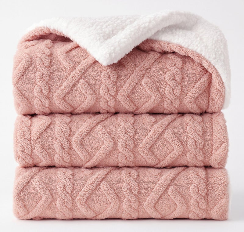 VAS COLLECTIONS Flannel with Sherpa Luxurious Super Soft Fluffy Cozy Fuzzy Warm Reversible Single Bed Blanket for Heavy Winter 500GSM Blanket/Quilt Rajaai - Color- Pink, 220 x 150 Cm, Weight- 2200 g - Image 1