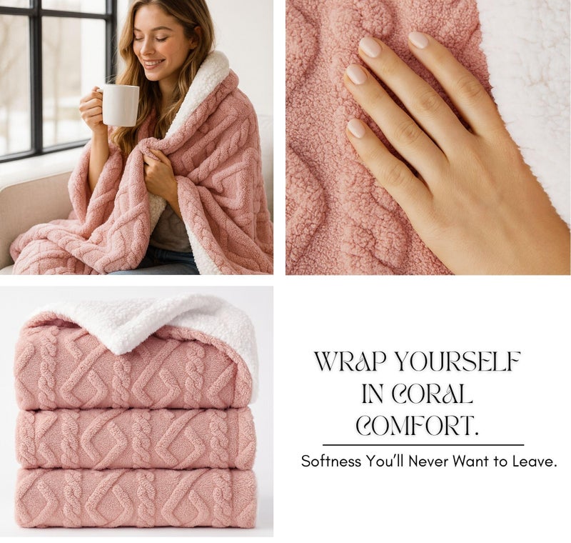 VAS COLLECTIONS Flannel with Sherpa Luxurious Super Soft Fluffy Cozy Fuzzy Warm Reversible Single Bed Blanket for Heavy Winter 500GSM Blanket/Quilt Rajaai - Color- Pink, 220 x 150 Cm, Weight- 2200 g - Image 5
