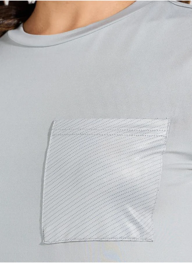 ستايلي Styli Regular Fit Printed Pocket Detail T-Shirt