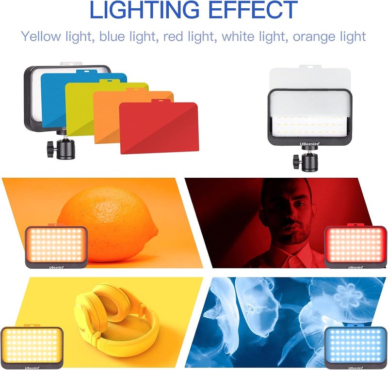 UBeesize LED Video Light Kit, 2Pcs Dimmable Continuous Portable Photography Lighting with Adjustable Tripod Stand & 5 Color Filters for Tabletop/Low-Angle Shooting, for Zoom, Game Streaming, YouTube - Image 3