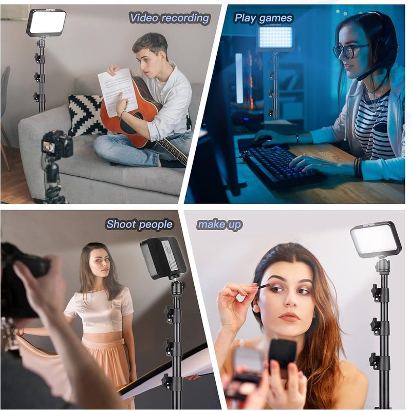 UBeesize LED Video Light Kit, 2Pcs Dimmable Continuous Portable Photography Lighting with Adjustable Tripod Stand & 5 Color Filters for Tabletop/Low-Angle Shooting, for Zoom, Game Streaming, YouTube - Image 2