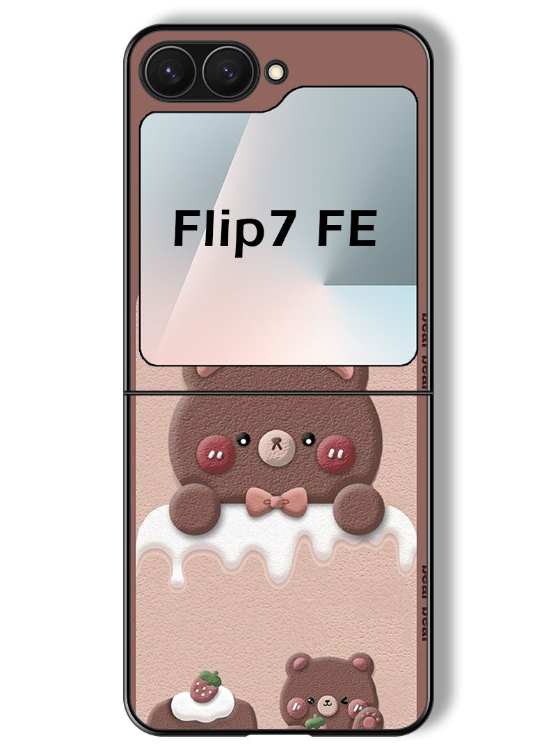 Theodor Case Compatible with Samsung Galaxy Z Flip 7 FE 6.7 Inch Protection Shockproof Bumper Cover Bear Strawberry - Image 1