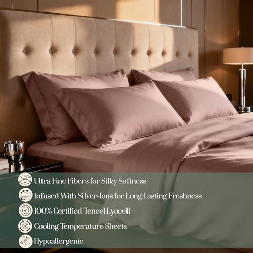 CASILVA Eucalyptus Sheets Infused with Silver for AntiOdor Softer Than Silk Fibers More Cooling Than Cotton Perfect for Hot Sleepers Sensitive Skin 100 Tencel Lyocell Queen Sheet Set - Image 3