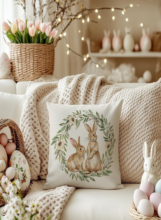 AACORS Easter Pillow Cover 18x18 Inch Bunny Garland Decorative Pillow Case Holiday Party Decorations for Home Sofa Couch AA695-18 - Image 4