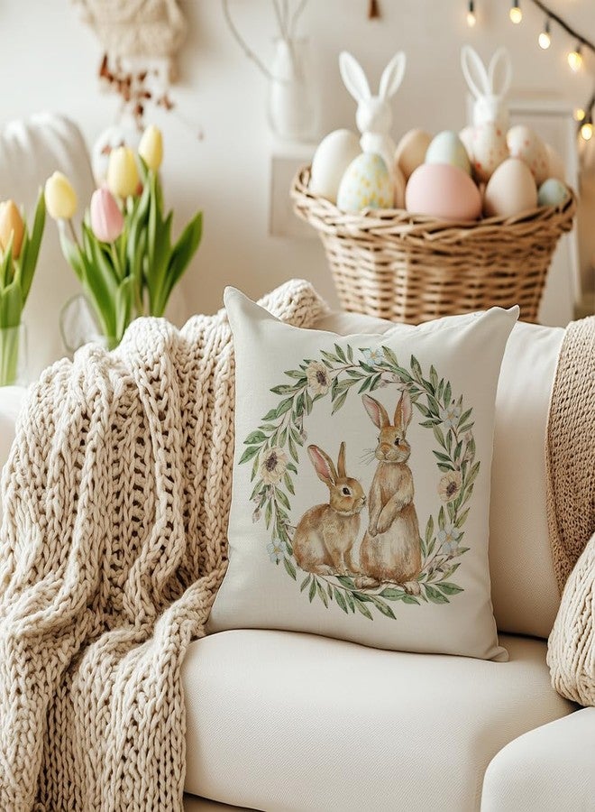 AACORS Easter Pillow Cover 18x18 Inch Bunny Garland Decorative Pillow Case Holiday Party Decorations for Home Sofa Couch AA695-18 - Image 3