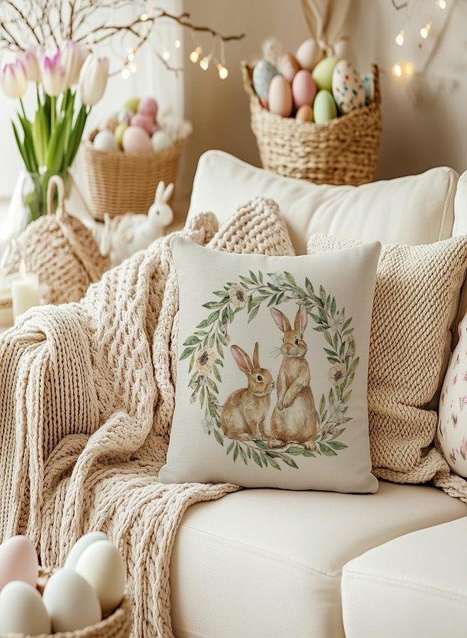 AACORS Easter Pillow Cover 18x18 Inch Bunny Garland Decorative Pillow Case Holiday Party Decorations for Home Sofa Couch AA695-18 - Image 5