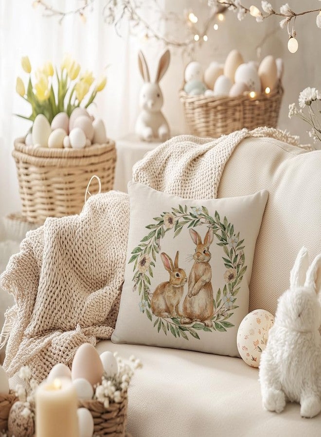 AACORS Easter Pillow Cover 18x18 Inch Bunny Garland Decorative Pillow Case Holiday Party Decorations for Home Sofa Couch AA695-18 - Image 2