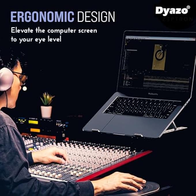 DYAZO FOLDABLE LAPTOP RISER STAND WITH ALUMINIUM ALLOY FOR VENTILATED COOLING COMPATIBLE WITH MACBOOK, LAPTOP & TABLETS - Image 2
