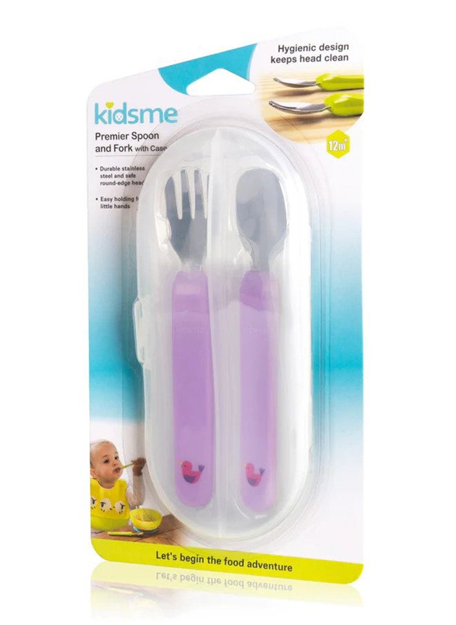 kidsme Premier Spoon And Fork With Case From 12 Months And Above - Lavender  - Image 3