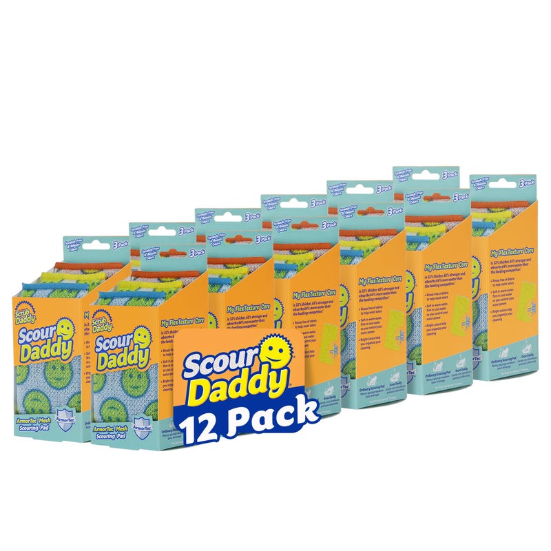 Scrub Daddy Scour Daddy Scouring Pad - Non Scratch Scouring Pad - Sponges for Dishes & Cleaning Supplies - Durable & Odor Resistant - 3 Count (12 Pack) - Image 1