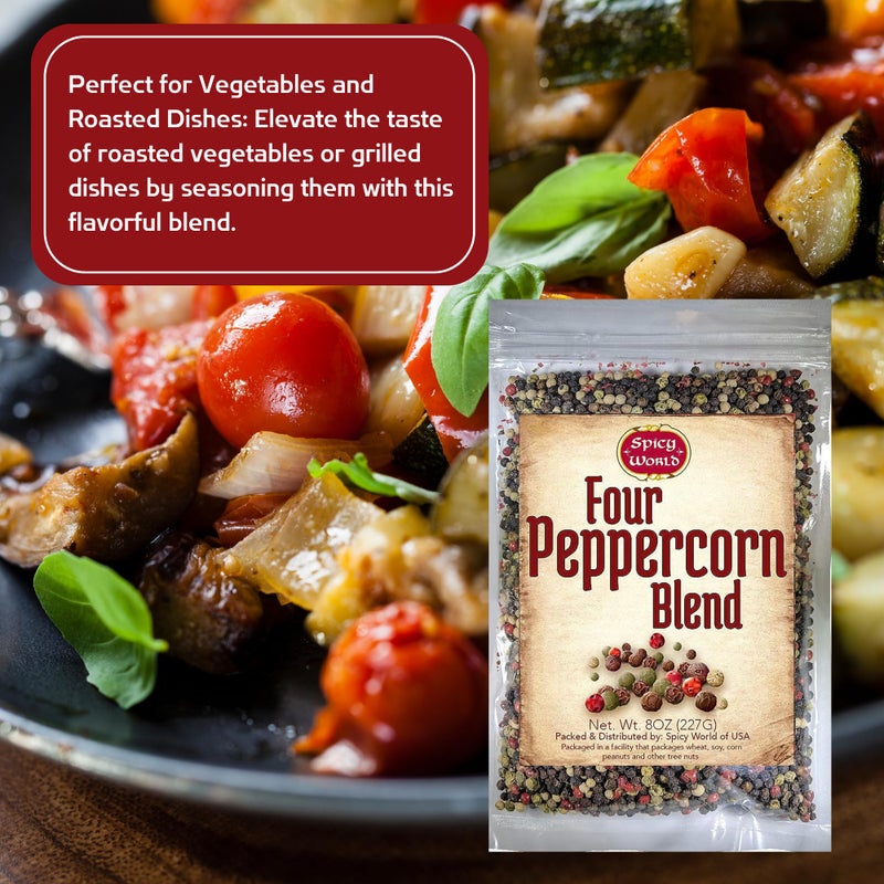 Denver Spice Spicy World Four Peppercorn Rainbow Blend in Resealable Bag - Perfect Flavor Blend - NON-GMO, Steam Sterilized - Whole Black, Whole Green, Whole White & Whole Pink Peppercorns, 8 Oz - Image 4