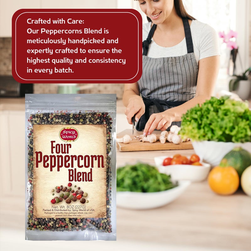 Denver Spice Spicy World Four Peppercorn Rainbow Blend in Resealable Bag - Perfect Flavor Blend - NON-GMO, Steam Sterilized - Whole Black, Whole Green, Whole White & Whole Pink Peppercorns, 8 Oz - Image 5
