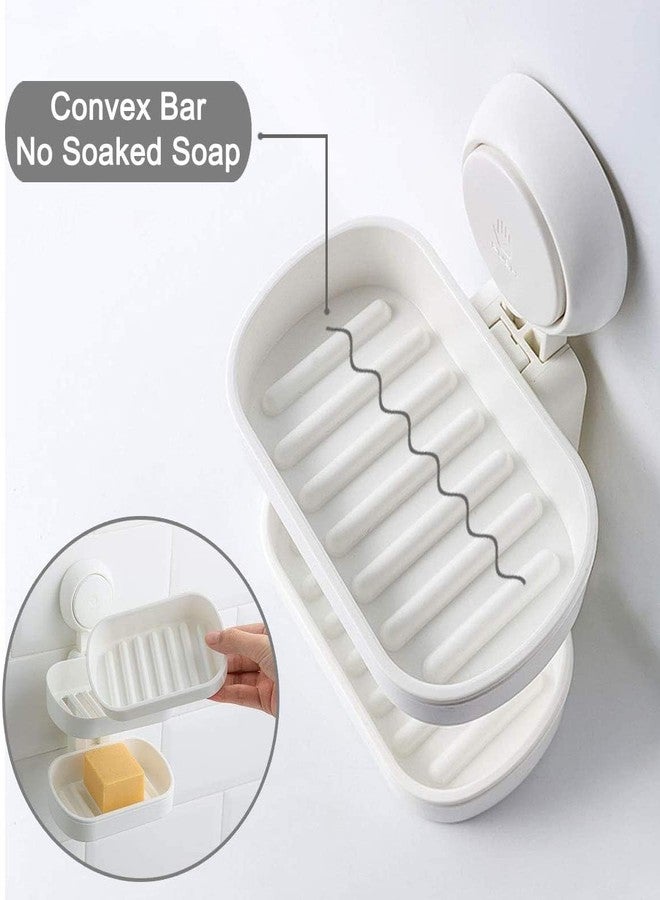 SunHorde Double Layer Soap Dish Suction Cup Soap Holder for Shower, Powerful Soap Bar Case for Bathroom, Drill-Free, Drainage Design, ABS - Image 4