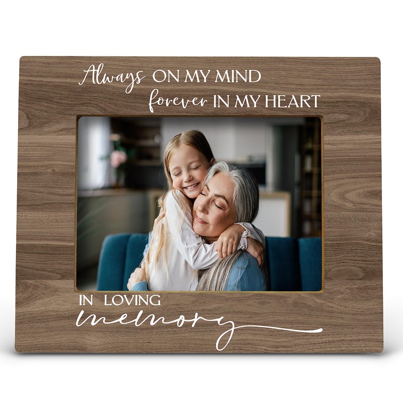FONDCANYON Always on my mind Forever in my heart In loving memory Picture photo frame Sympathy Bereavement Gifts for Loss of a Loved One Memorial Condolences Remembrance 5x7 inch photo