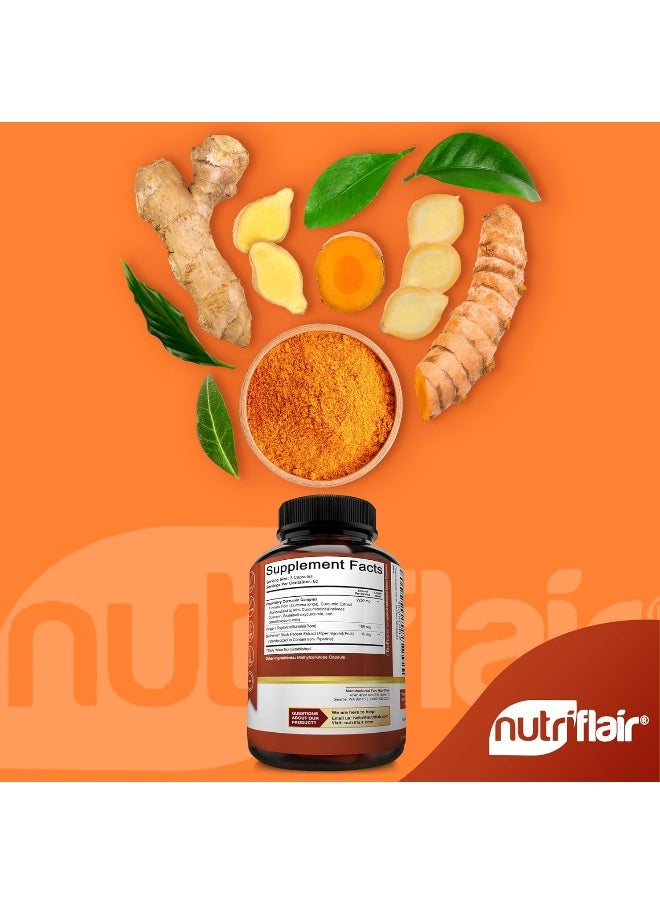 NutriFlair Turmeric Curcumin with Ginger & BioPerine Black Pepper Supplement 2250mg, 180 CAPSULES  - Image 3