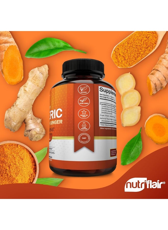 NutriFlair Turmeric Curcumin with Ginger & BioPerine Black Pepper Supplement 2250mg, 180 CAPSULES  - Image 4
