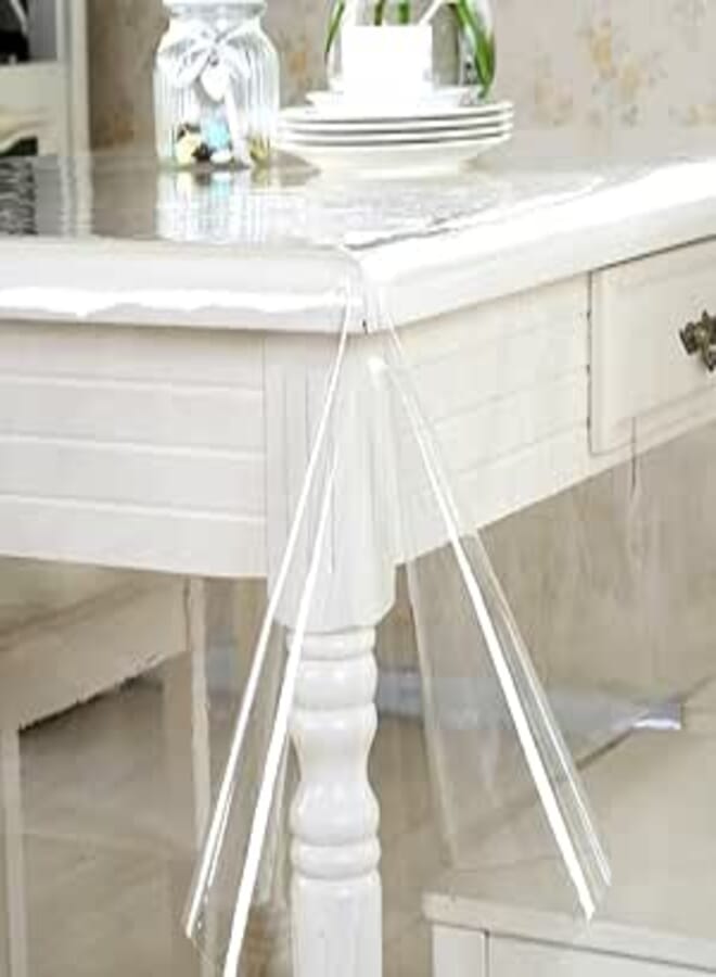 Yuragim Transparent Table Film, 140 x 220 cm, Outdoor Table Protector, Transparent Tablecloth, 0.13 mm Tablecloth, Washable, PVC Plastic Tablecloths, Film, Table Protector