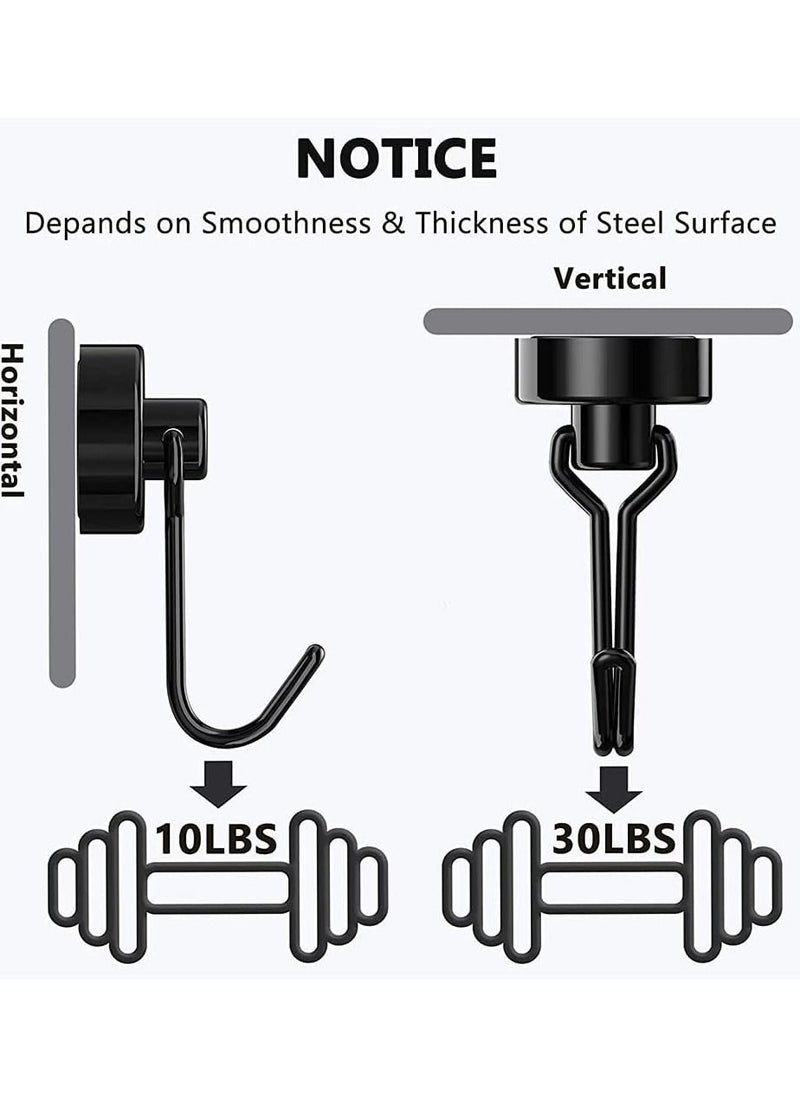 Y&D Magnetic Hooks, Heavy Duty Strong Neodymium Magnet Hook 30 Lbs with Rust Proof for Indoor Outdoor Hanging, Refrigerator, Grill, Kitchen, Key Holder, Locker, Classroom, Black, Pack of 8  - Image 4