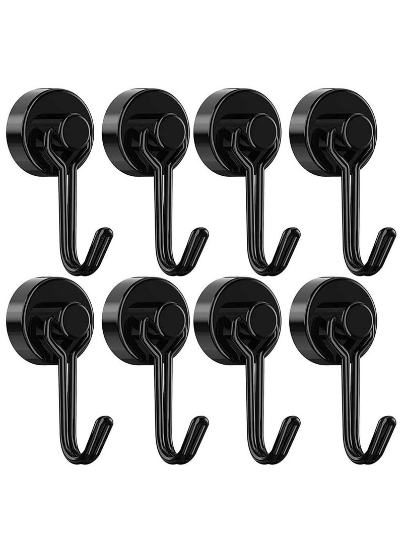 Y&D Magnetic Hooks, Heavy Duty Strong Neodymium Magnet Hook 30 Lbs with Rust Proof for Indoor Outdoor Hanging, Refrigerator, Grill, Kitchen, Key Holder, Locker, Classroom, Black, Pack of 8  - Image 1