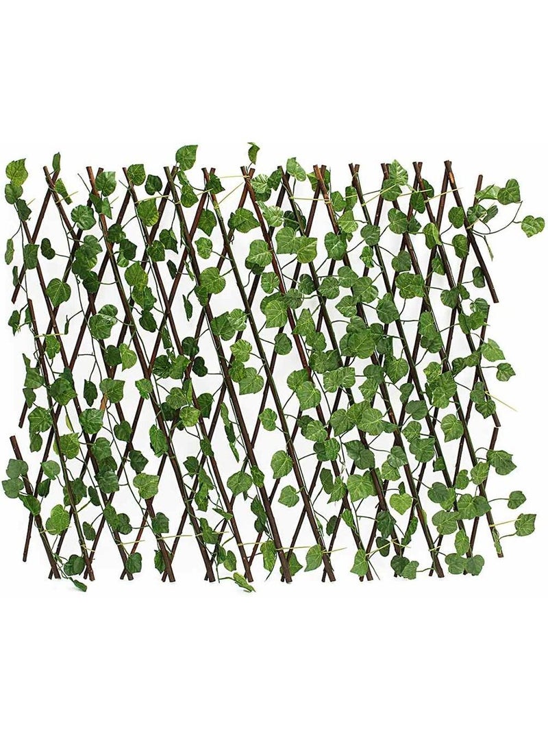 DubaiGallery Decorative Fences Wood Fence Artificial Garden Plant Fence Privacy Screen Anti-UV Stretchable Backyard Home Decoration Green Wall Park  - Image 1