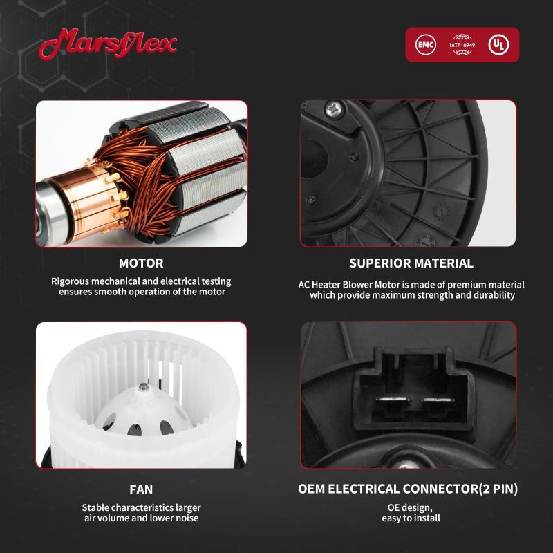 Marsflex Front Blower Motor 700216 for 2008-2017 Dodge Grand Caravan Durango, for Chrysler Town & Country, for Jeep Grand Cherokee, 2009 2010 2011 2012 2013 2014 2015 2016 Blower Motor OE: 68079477AB - Image 3