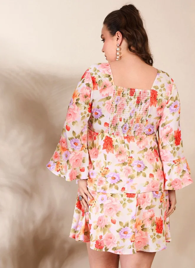SASSAFRAS Floral Print A-Line Dress for Women
