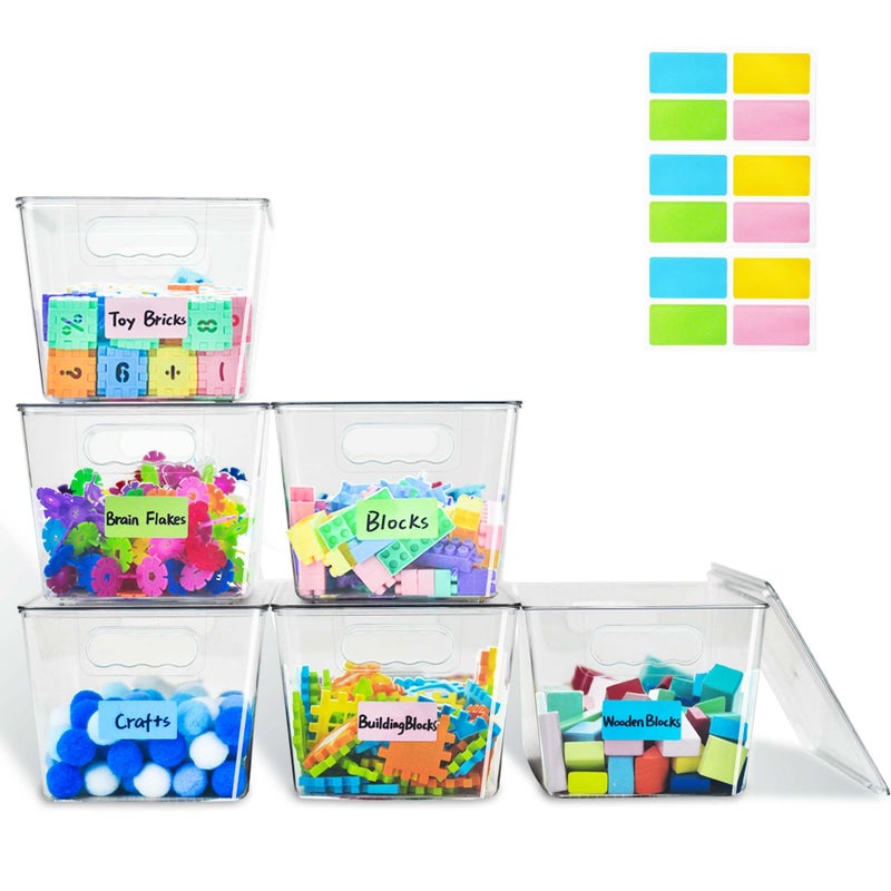 Rolheit Clear Stackable Storage Bins, Plastic Toy Organizers and Storage with Lids, Toy Bins for Kids Organizer, Storage Container for Organizing for Playroom, Toy Storage Organizer Holds Toys(6) - Image 1