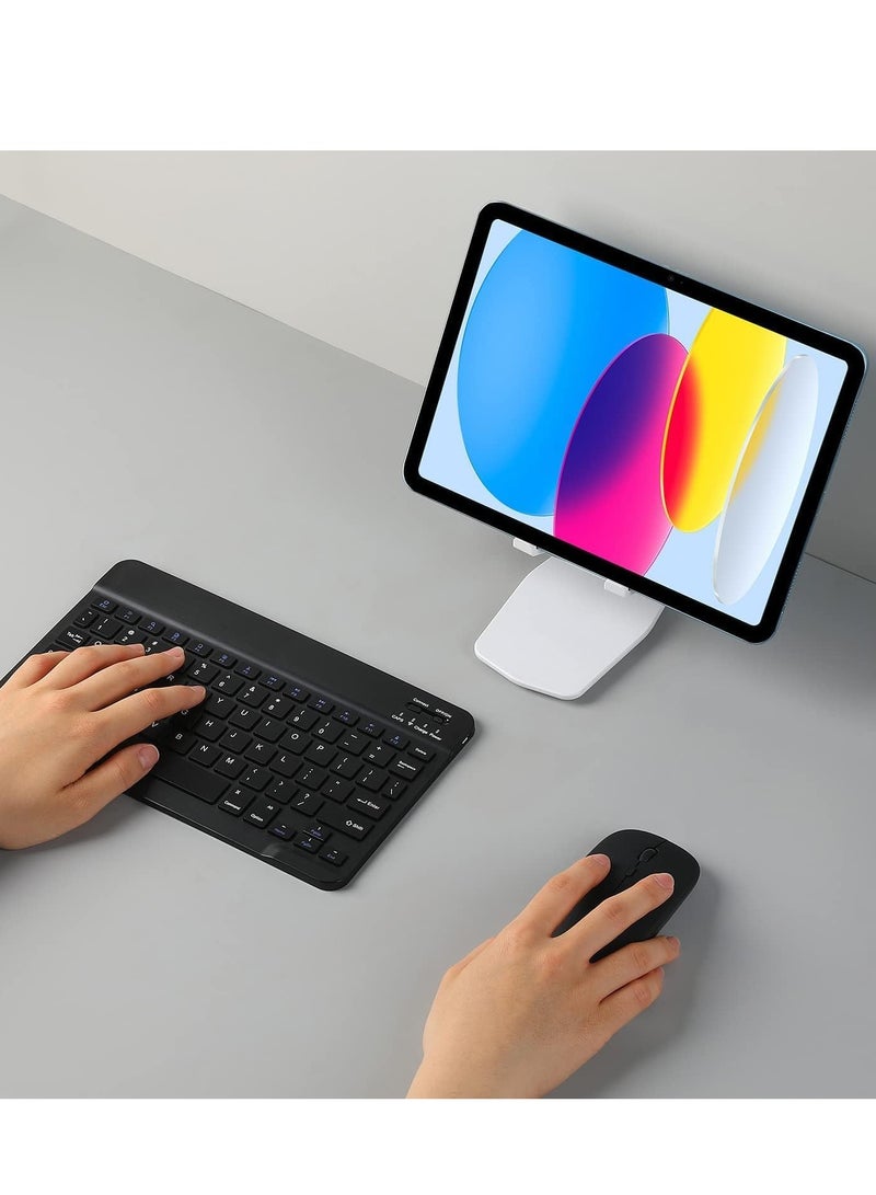 Rechargeable Bluetooth Keyboard and Mouse Combo,Ultra-Slim Portable Compact Wireless Mouse Keyboard Set Android Tablet Cell Phone iPhone iPad Pro Air Mini, iPad OS/iOS 13 and above (Black) - Image 3