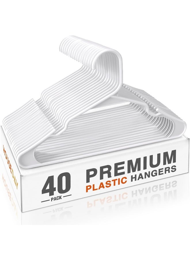 HOUSE DAY - HOUSE DAY Plastic Hangers-50 Pack-Plastic Clothes Hangers for Skirt Suit Coat, Standard Tubular Plastic Hangers for Clothes - Image 1