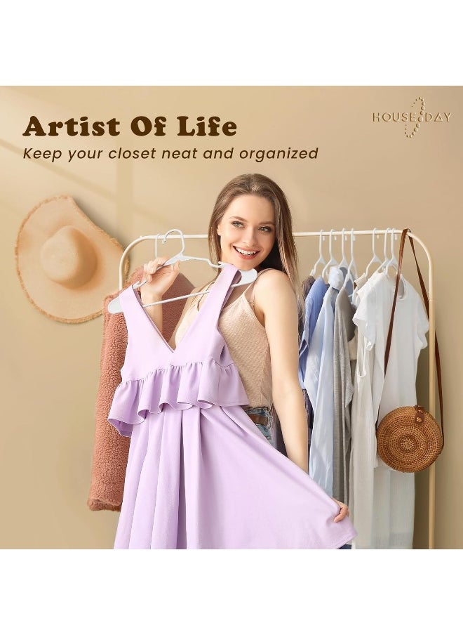 HOUSE DAY - HOUSE DAY Plastic Hangers-50 Pack-Plastic Clothes Hangers for Skirt Suit Coat, Standard Tubular Plastic Hangers for Clothes - Image 1