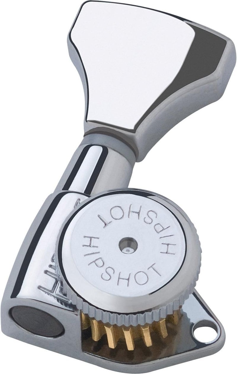 Hipshot 6GLO Grip-Lock Locking Guitar Tuning Machines 3+3 - Universal Mounting Plate UMP included - Chrome - Image 1