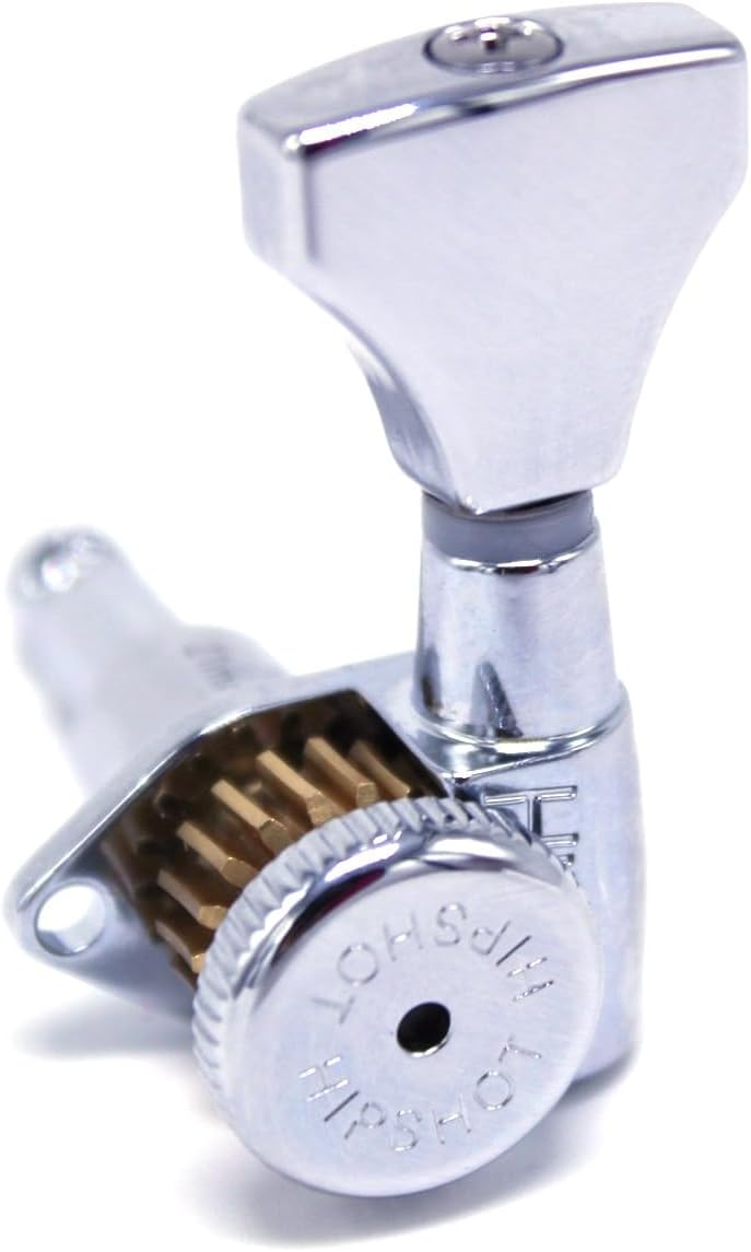 Hipshot 6GLO Grip-Lock Locking Guitar Tuning Machines 3+3 - Universal Mounting Plate UMP included - Chrome - Image 3