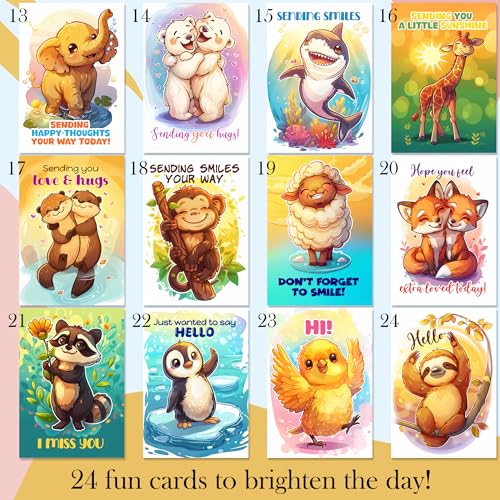 Hat Acrobat 24 Funny Greeting Cards Assortment Box with Envelopes - Funny Thinking of You Cards 24 Unique Designs - Funny Thank You Cards for Coworkers, Friends, Kids, Teachers (Animals) - Image 3