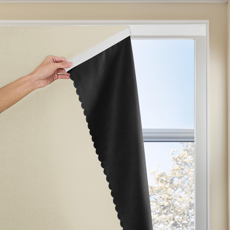 JILRON Adhesive Curtain 100% Blackout No-Drill Easy Install for Bedroom Blinds Light Blocking (Beige-35 W x 54" L -1P) - Image 1