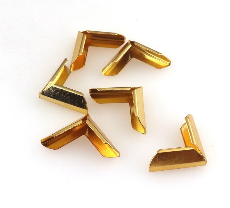 Tia Tia Corner Edge Decorative Edge Protector for Purse Clutches Bags Menus Albums Books and DIY WorksGolden Thin Corner8Pcs  - Image 1