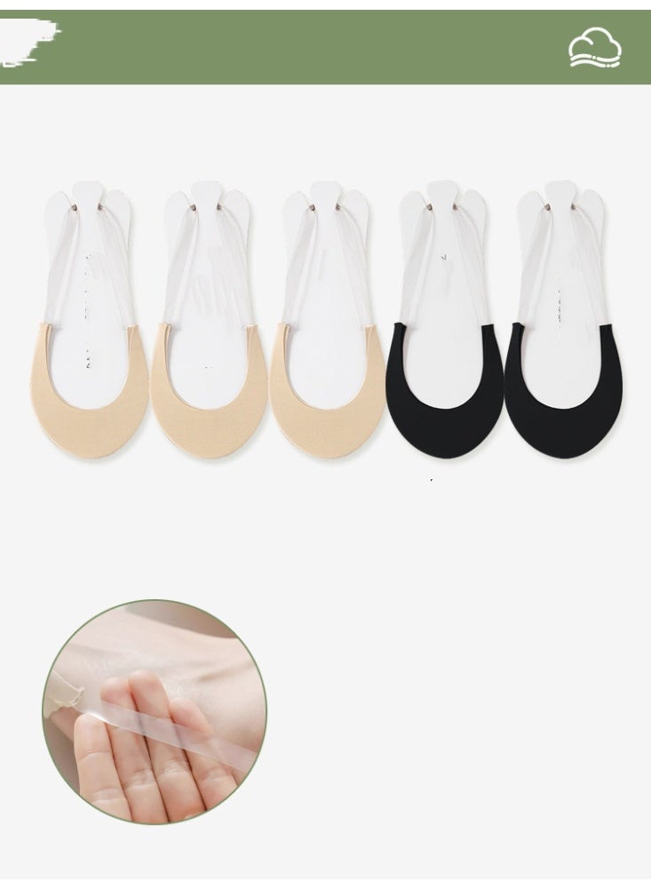 Shougu Women's Thin Anti Slip And Non Shedding Boat Socks With Shallow Mouth 5 Piece Set 