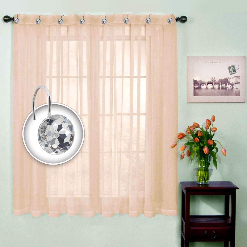 BEAVO Acrylic Fashion Decorative Home Rolling Transparent Shower Curtain Hooks Rhinestones Bathroom Bath Baby Room Bedroom Living Room Decor Set of 12 Rings (Transparent) - Image 2