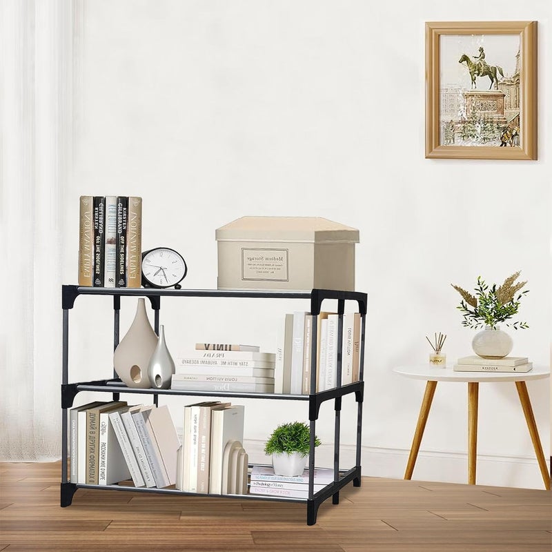 PHILOSHOP 3 Tier Metal Book Shelf Tall Narrow Storage Rack for Kids and Adults Modern Bookshelf Unit for Nursery School Home and Office - Image 2