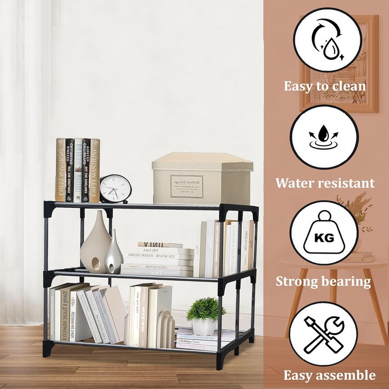 PHILOSHOP 3 Tier Metal Book Shelf Tall Narrow Storage Rack for Kids and Adults Modern Bookshelf Unit for Nursery School Home and Office - Image 4