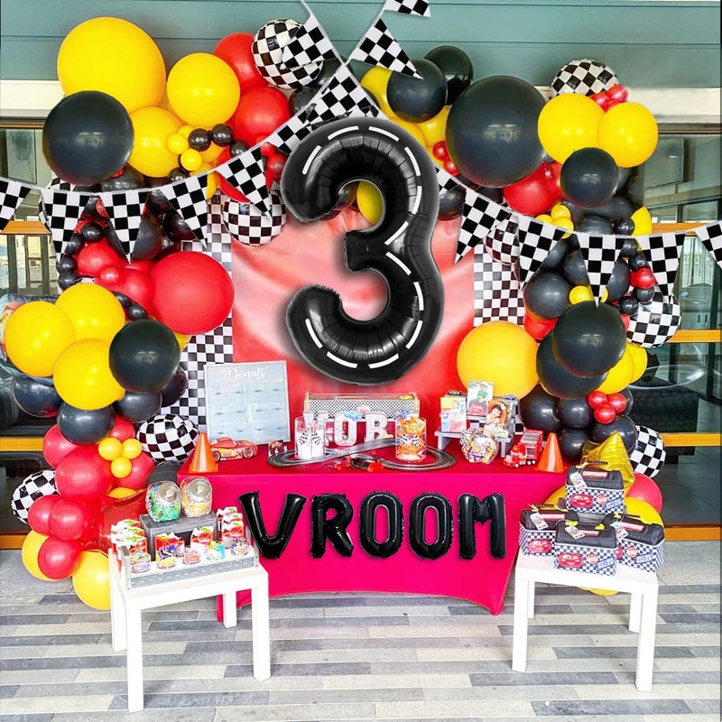 DEAPEICK 134pcs Balloons Race Car Party Supplies - Racing Car Theme Decorations Kit With Number Balloons, Garland, Vroom Birthday Party Decorations - Image 5