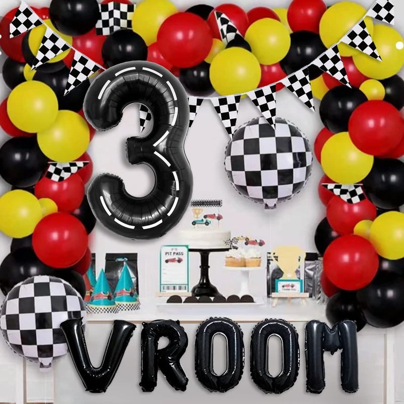 DEAPEICK 134pcs Balloons Race Car Party Supplies - Racing Car Theme Decorations Kit With Number Balloons, Garland, Vroom Birthday Party Decorations - Image 4