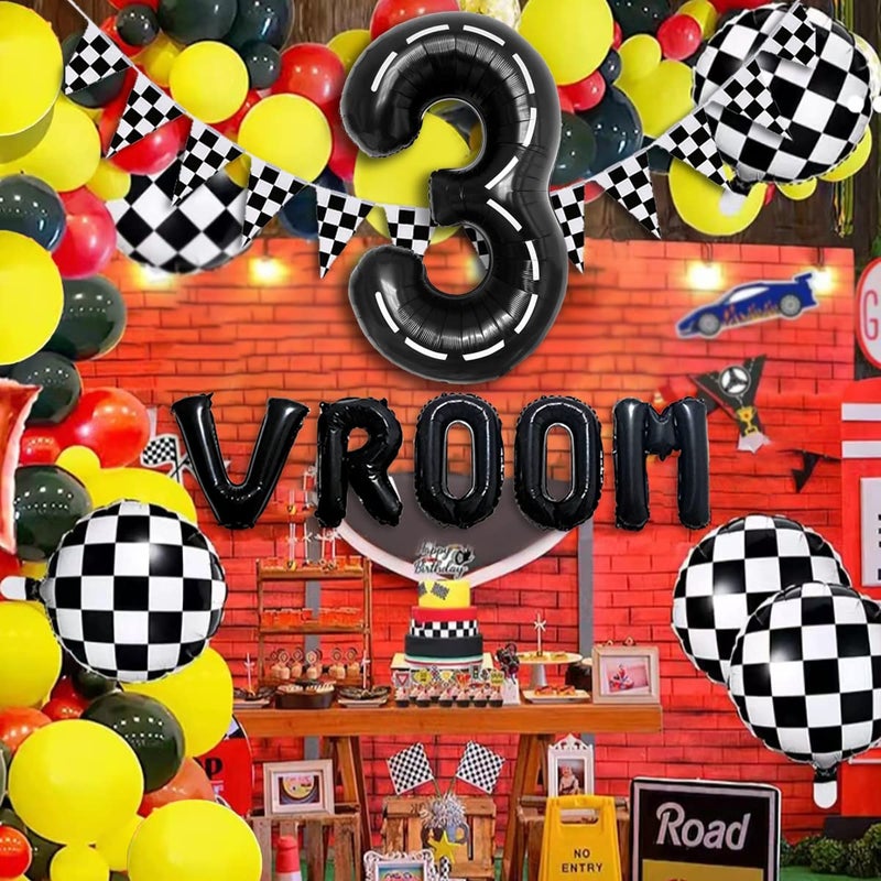 DEAPEICK 134pcs Balloons Race Car Party Supplies - Racing Car Theme Decorations Kit With Number Balloons, Garland, Vroom Birthday Party Decorations - Image 3