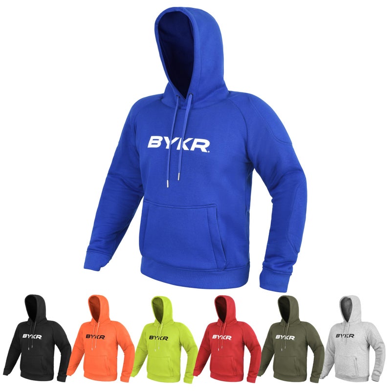 BYKR Motorcycle Hoodie for Men Women Biker Motorcycle Jackets Breathable Motorbike Riding Sweatshirt All Weather CE Armored BlueL Large - Image 3