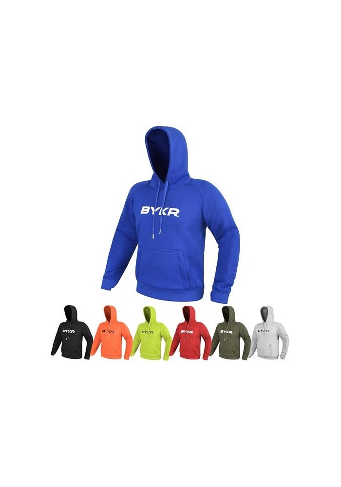 BYKR Motorcycle Hoodie for Men Women Biker Motorcycle Jackets Breathable Motorbike Riding Sweatshirt All Weather CE Armored BlueL Large - Image 1