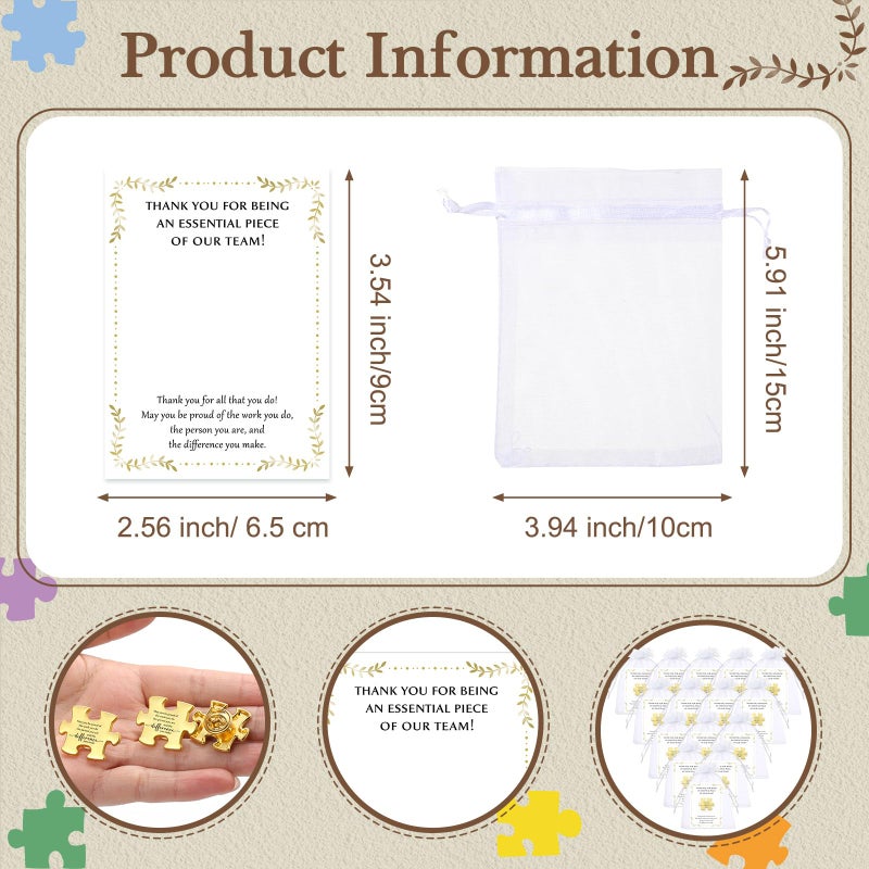Solsew 75 Sets Employee Appreciation Gift Bulk for Coworkers Appreciation Gifts Puzzle Piece Lapel Pin Thank You Cards for Team Staff Employees (May You) - Image 3