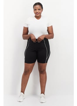 Reebok Women Plus Sportswer Fit Plain Training Leggings Shorts, Black  - Image 2
